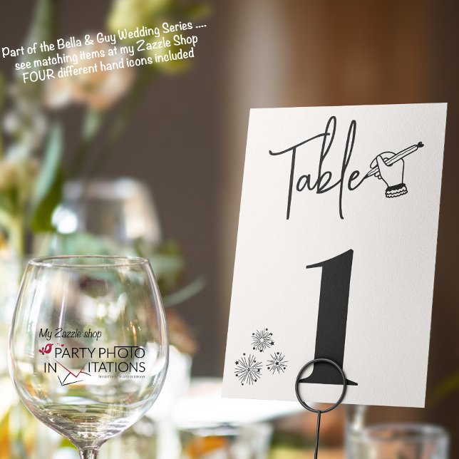 Handgezeichnete Hochzeitsstimmung Tischnummer (Bella & Guy Table number)