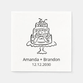 handgezeichnete Hochzeitstorte Serviette