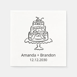handgezeichnete Hochzeitstorte Serviette