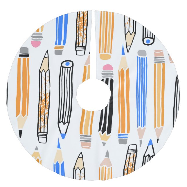 Handgezeichnete Illustration Polyester Weihnachtsbaumdecke (Vorderseite)