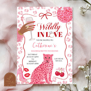 Handgezeichnete Illustration Rosa Junggesellinnena Einladung