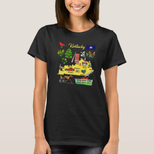 Handgezeichnete Illustration von Kentucky Map Tour T-Shirt