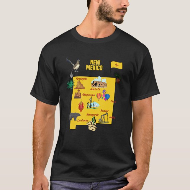 Handgezeichnete Illustration von New Mexico Map To T-Shirt (Vorderseite)