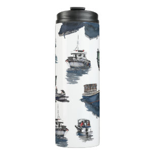Handgezeichnete Illustration. Wasserfarb nahtloses Thermosbecher