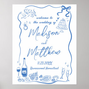 Handgezeichnete Illustrationen Doodle Wedding Poster