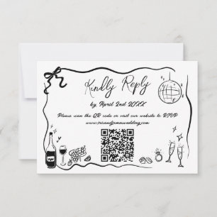Handgezeichnete Illustrationen Doodles Hochzeiten  RSVP Karte