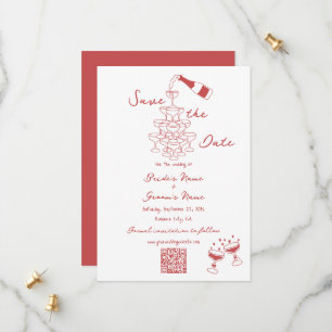 Handgezeichnete Illustrationen Doodles Maroon Hoch Save The Date