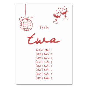 Handgezeichnete Illustrationen Doodles Maroon Hoch Tischnummer