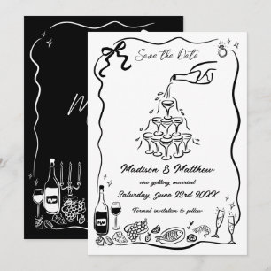 Handgezeichnete Illustrationen Kritzel-Doodles Hoc Save The Date