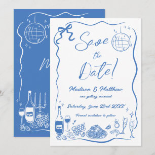 Handgezeichnete Illustrationen Kritzel-Doodles Hoc Save The Date
