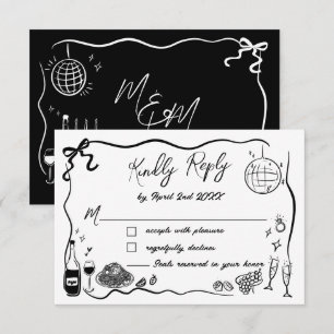 Handgezeichnete Illustrationen Scribble Doodles Ho RSVP Karte