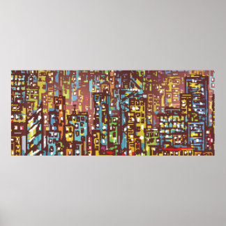 Handgezeichnete Illustrationskunst, Straße, Stadt, Poster