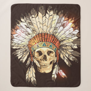 Handgezeichnete indianische Kopfbedeckung mit H Sherpadecke