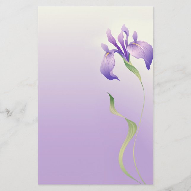 Handgezeichnete Iris Blume Stationery Briefpapier (Vorderseite)