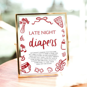 Handgezeichnete italienische Babyparty-Windeln für Poster