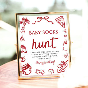 Handgezeichnete italienische Babysocken-Jagd Baby Poster