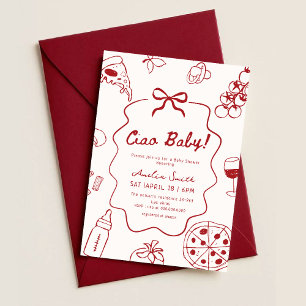 Handgezeichnete italienische Ciao-Baby-Party Einladung