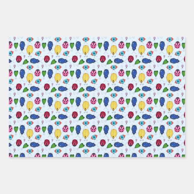 Handgezeichnete Käfersammlung-Wrap-Papier Geschenkpapier Set (Vorderseite 2)