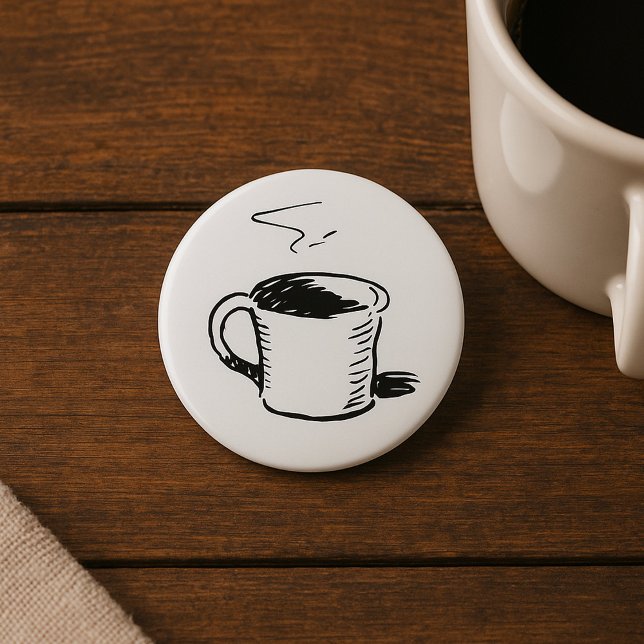 Handgezeichnete Kaffee-Tasse Sketch Minimalistisch Button (Von Creator hochgeladen)