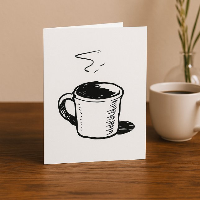 Handgezeichnete Kaffee-Tasse Sketch Minimalistisch Karte (Von Creator hochgeladen)