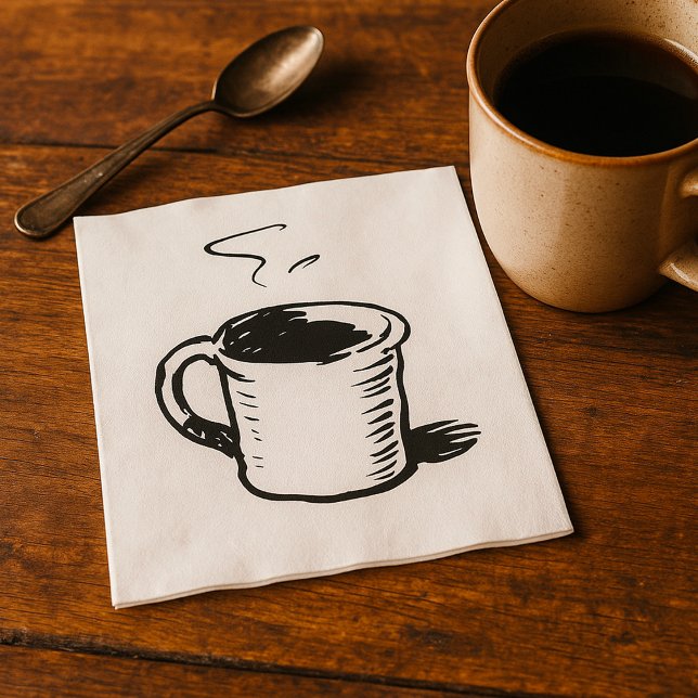 Handgezeichnete Kaffee-Tasse Sketch Minimalistisch Serviette (Von Creator hochgeladen)