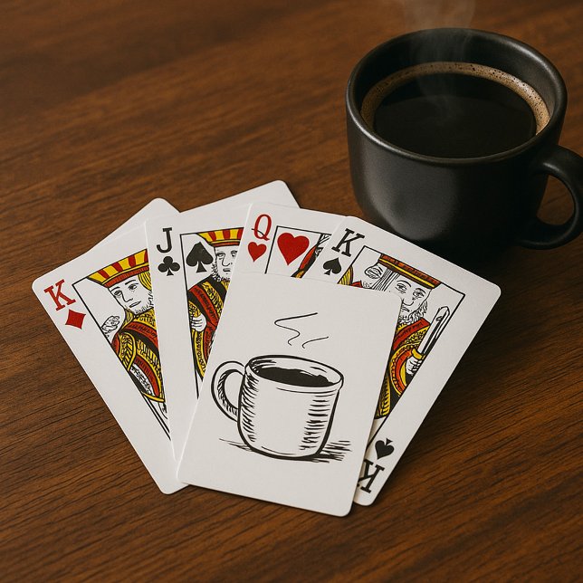 Handgezeichnete Kaffee-Tasse Sketch Minimalistisch Spielkarten (Von Creator hochgeladen)