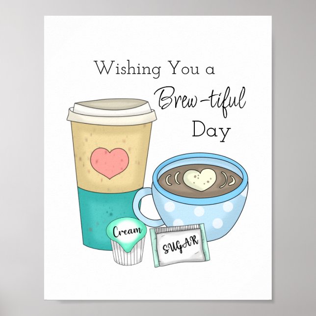 Handgezeichnete Kaffeekunst und -angebot Poster (Vorne)