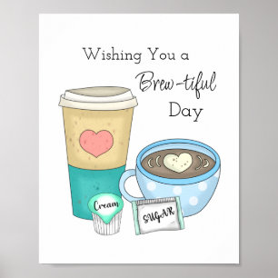 Handgezeichnete Kaffeekunst und -angebot Poster
