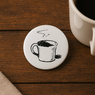 Handgezeichnete Kaffeetasse Skizze Minimalistisch Button