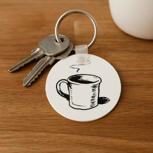 Handgezeichnete Kaffeetasse Skizze Minimalistisch Schlüsselanhänger