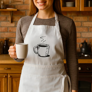 Handgezeichnete Kaffeetasse Skizze Minimalistisch Schürze