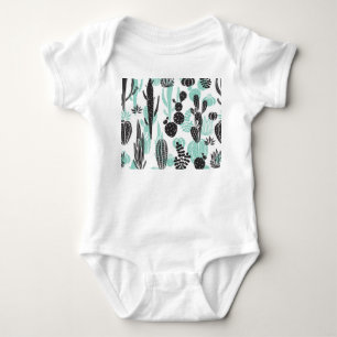 Handgezeichnete Kakteen: Doodle nahtlos Baby Strampler
