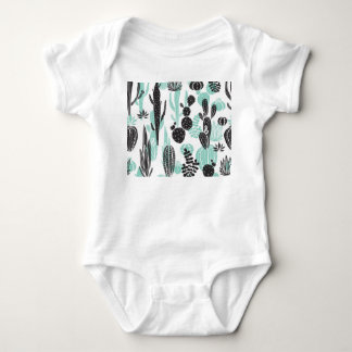 Handgezeichnete Kakteen: Doodle nahtlos Baby Strampler