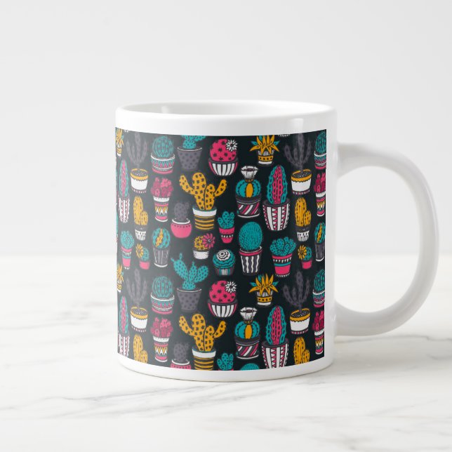 Handgezeichnete Kakteen im Sketch-Stil Jumbo-Tasse (Rechts)