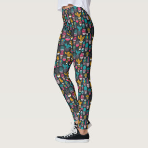 Handgezeichnete Kakteen im Sketch-Style-Muster Leggings