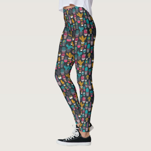 Handgezeichnete Kakteen im Sketch-Style-Muster Leggings (Links)