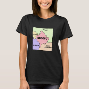 Handgezeichnete Karte des Kosovo, Namen des Nachba T-Shirt