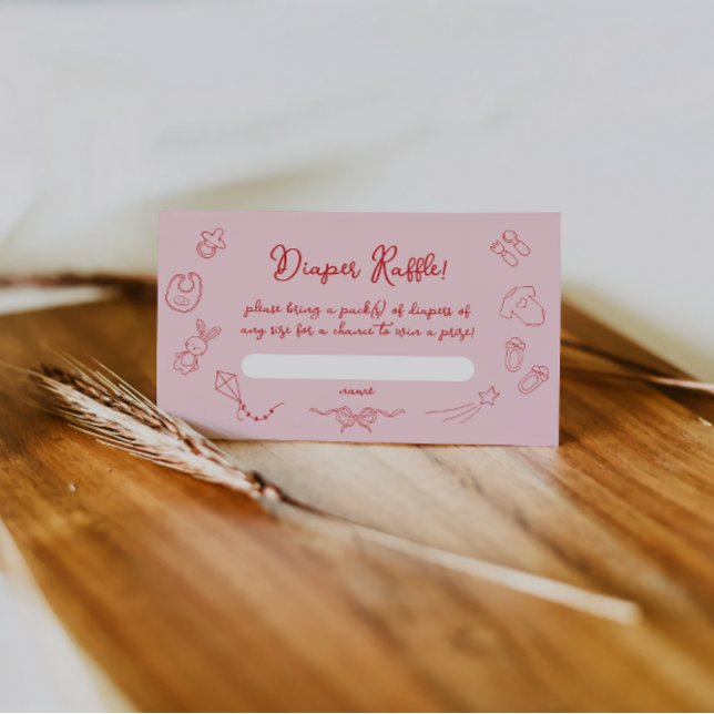 Handgezeichnete Kinderdusche, Bow Girl Diaper Raff Begleitkarte (Von Creator hochgeladen)