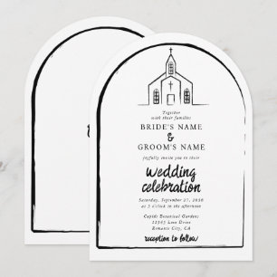 Handgezeichnete Kirche Traditionelle Whimsical-Hoc Einladung