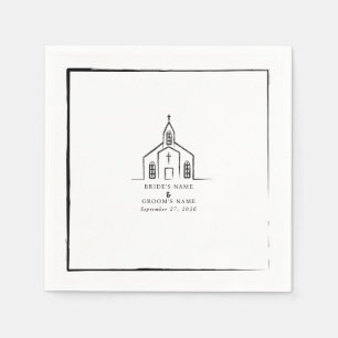Handgezeichnete Kirche Traditionelle Whimsical-Hoc Serviette