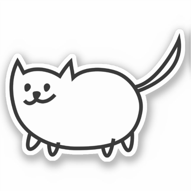 Handgezeichnete Kitty Custom Cut Vinyl Sticker (Vorderseite)