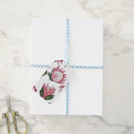 Handgezeichnete Königsproteas auf weißen Geschenke Geschenkanhänger