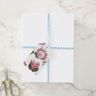 Handgezeichnete Königsproteas auf weißen Geschenke Geschenkanhänger