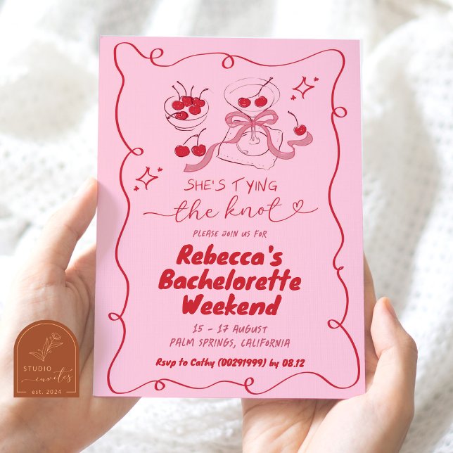 Handgezeichnete Kopplung des Knot Martini Bachelor Einladung (Von Creator hochgeladen)