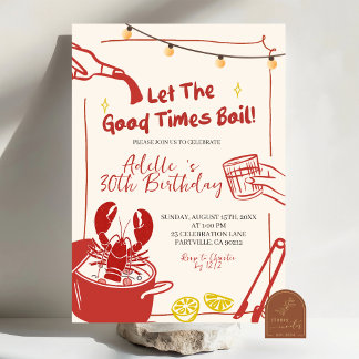 Handgezeichnete Krabben-Koch-Geburtstagsfeier-Einl Einladung