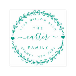 Handgezeichnete Kranfamilie Name Rücksendeadresse Permastempel