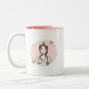 Handgezeichnete Krankenpfleger-Tasse Personalisier Zweifarbige Tasse