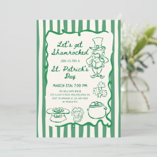 Handgezeichnete Kritzel-Doodles Grüner St. Patrick Einladung