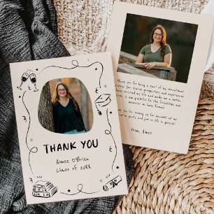 Handgezeichnete Kritzel-Gekritzel Abschluss Dankeskarte