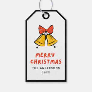 Handgezeichnete Kritzel-Weihnachtsglocken Frohe We Geschenkanhänger